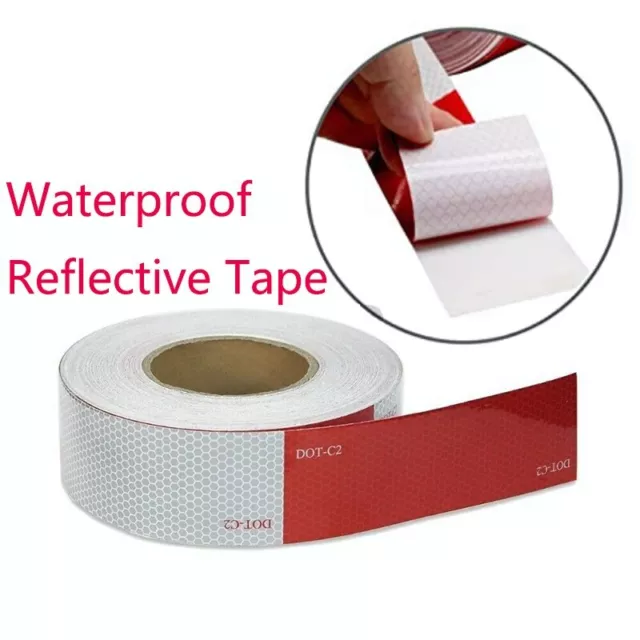 Red White Waterproof Reflective Tape Warning Tape DOT-C2 Approved 2”x50’ -1 Roll