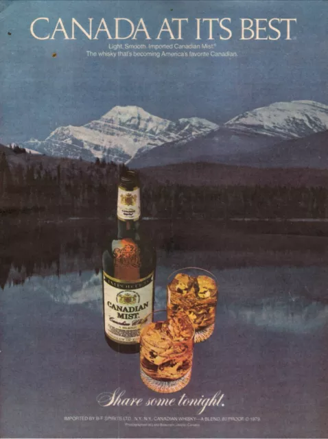 Canadian Mist Whiskey--Rocky Mountains--Canada at it's Best--1982 Print Ad
