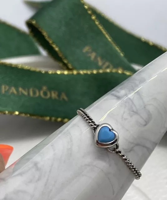 PANDORA SPIRITED HEART Genuine Silver BLUE Stone Ring 197191 Chain Ring Size 52 42.34 PicClick UK