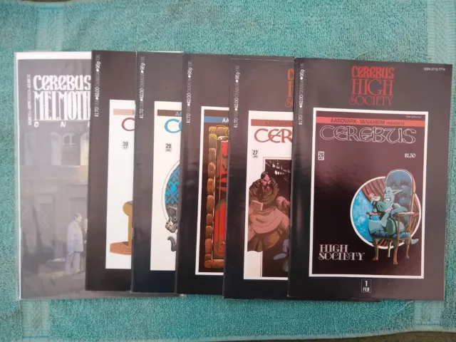 Lot 6 Vintage 1990 Aardvark Vanaheim Cerebus High Society / Melmoth Comic Books