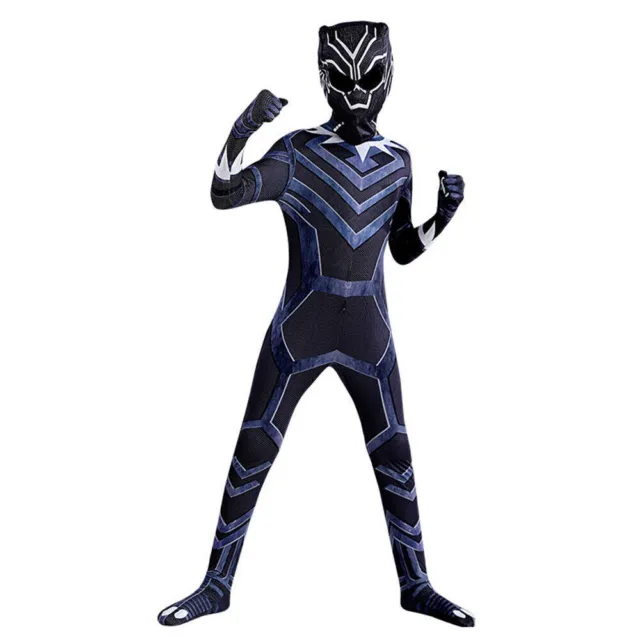 Superheld Black Panther Cosplay Kostüm Kinder Jungen Fasching Karneval Overalls