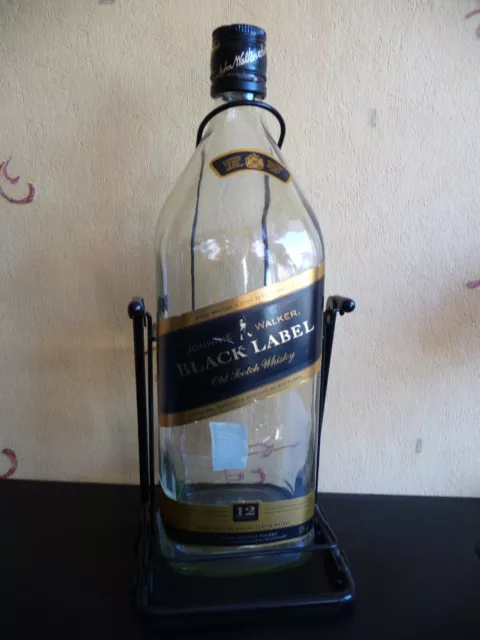 Johnnie Walker large bottle 4.5 liter Black Label swing cradle empty used rare