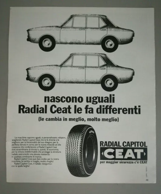 Pubblicità 1972 RADIAL CEAT PNEUMATICI AUTO CAR advertising werbung publicité