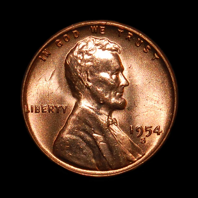 1954 S Lincoln Wheat Cent MS Brilliant Uncirculated (BU) GEM Choice Penny!!