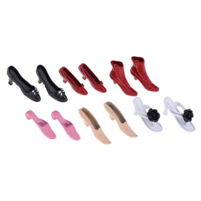 6 Pairs 1/12 Dollhouse Miniature High Heel Shoes Sandals Clothes Accessories