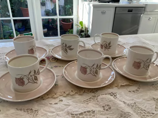 Vintage Mid Century Susie Cooper, coffee cups,saucers Talisman rose pattern