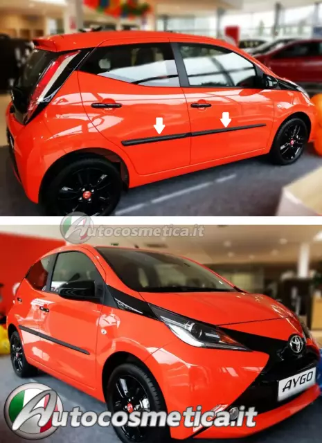 Leisten Türen Leibriemen Türen 3D Kunststoff Schwarz für Toyota Aygo 2014+