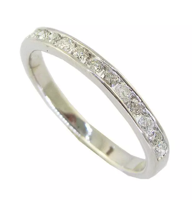 Stackable I1 G 0.30Ct Natural Round Diamond 14K Gold Channel Set Engagement Ring