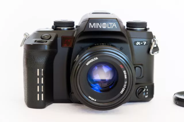 Minolta a7 Dynax 7 Maxxum 7 ; 35 mm film analog camera +  Minolta AF 50 mm f:1.7