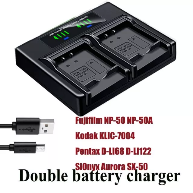 USB Battery Charger For Kodak Pentax LI68 LI122 Optio Q10 Q-S1 V10 RICOH WG-M2
