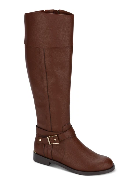 REACTION KENNETH COLE Womens Brown Buckle Accent Block Heel Zip-Up Boots 7.5
