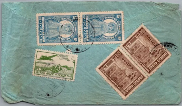 Cubierta De Correo Aéreo Schallstamps Bolivia 1938 Historia Postal Mul Franco Addr Ee. Uu.