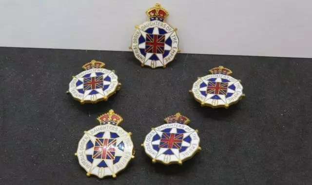 Imperial Order Daughters of the Empire Lot of 5 Brass & Enamel Lapel Pins Birks