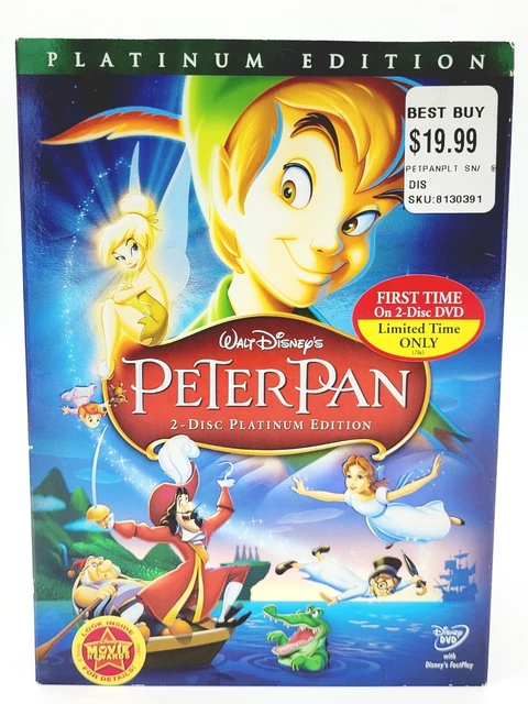 New Walt Disney's Peter Pan (DVD, 2007, 2-Disc Set, Platinum Edition) Slip Cover