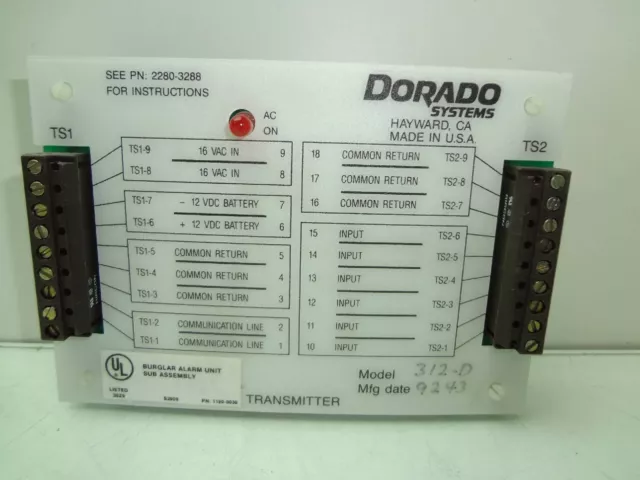 Dorado Systems 312-D Cambrioleur Alarme Unité Assemblage Transmetteur Modèle