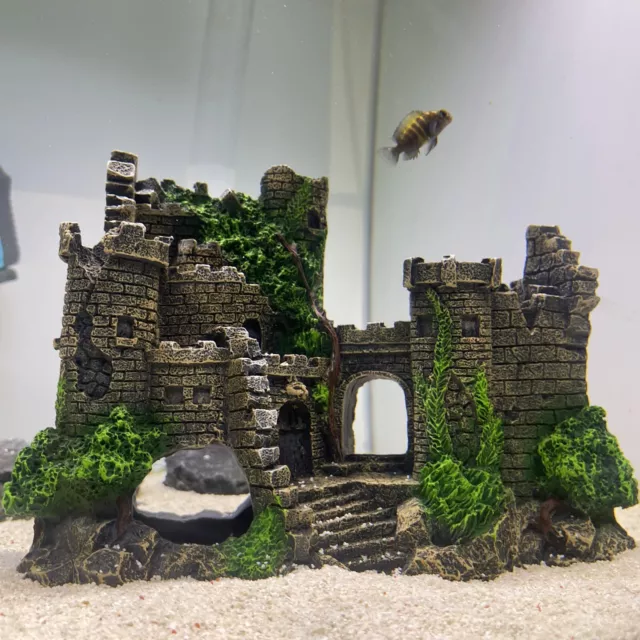 Aquarium Fish Tank Ornament Decoration Castle Tower Hiding Fish Cave