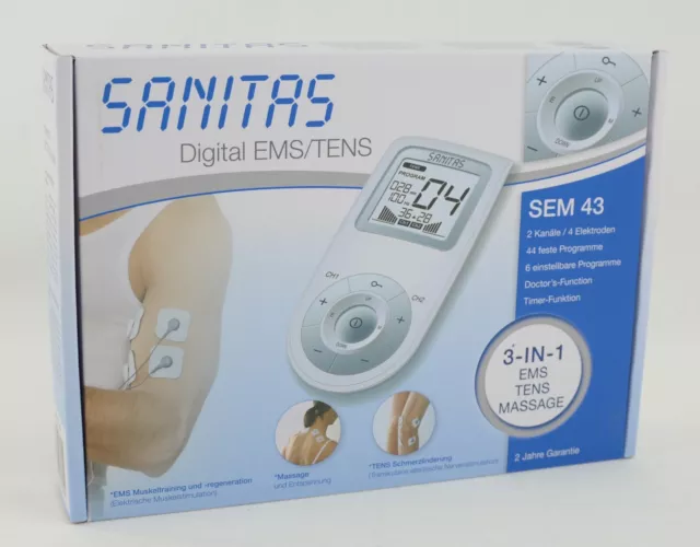 SANITAS Elektrostimulationsgerät SEM 43 Digital EMS TENS MASSAGE NEU OVP