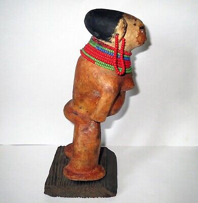 Primitive Carved Wood & Beaded FERTILITY STATUE Effigy EGYPTIAN AFRICAN 3