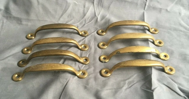 Set of 8 Vintage Cabinet Door Drawer Pulls Old Metal 5 " Handle 414-19J