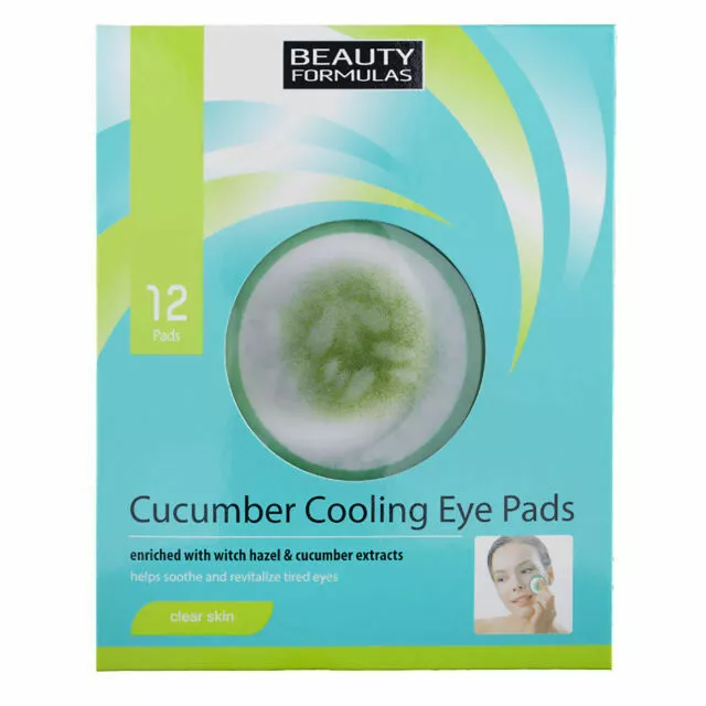 Beauty Formulas Cucumber Cooling Eye Pads - 12 Piece Aloe Vera, Chamomile