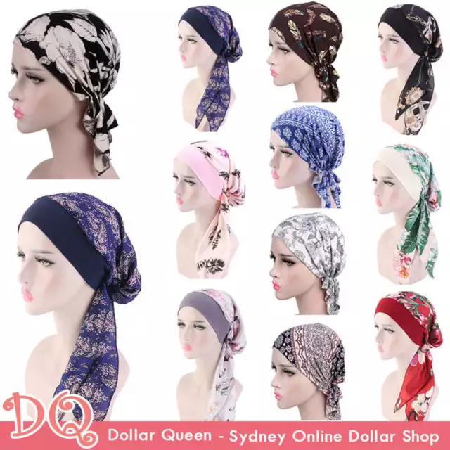 Muslim Turban Hijab Head Wrap Floral Women Cancer Chemo Cap Hat Scarf Hair Loss