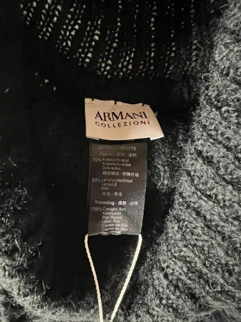 New Armani Collezioni Ribbed-Trim Rabbit Fur Poncho 3