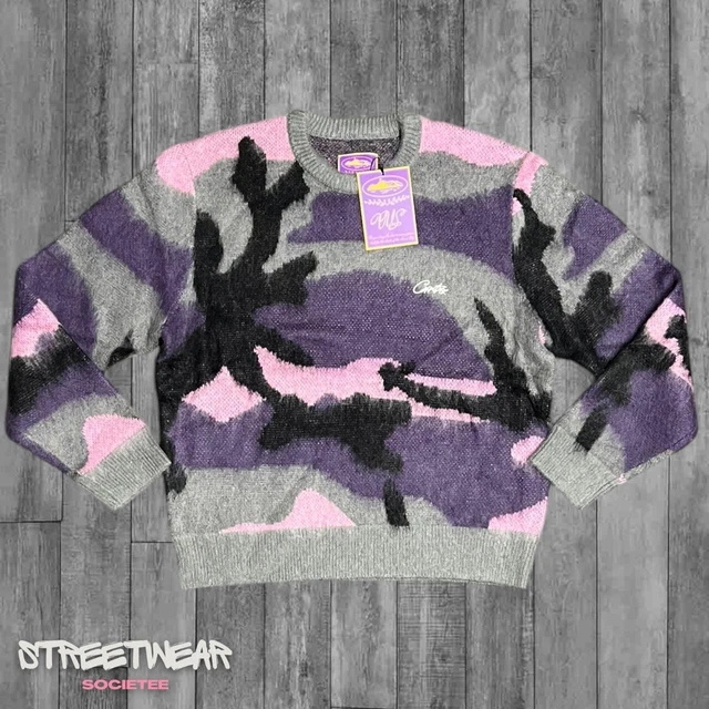 corteiz mohair knit pink kamo
