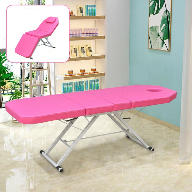 New Massageliege Massagetisch Massagebank Dreifach Gefaltetes Kosmetikbett Rosa