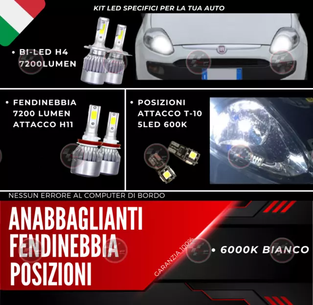 Kit Full Led Punto Evo 7200Lm Anabbaglianti Abb- Fendinebbia Posizioni 6000K