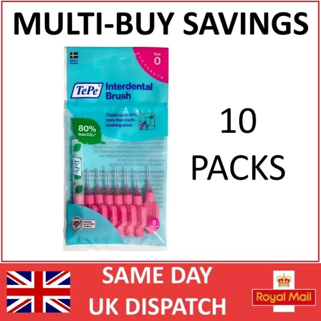 TePe Interdental Brushes 0.4mm PINK 10 PACKETS !