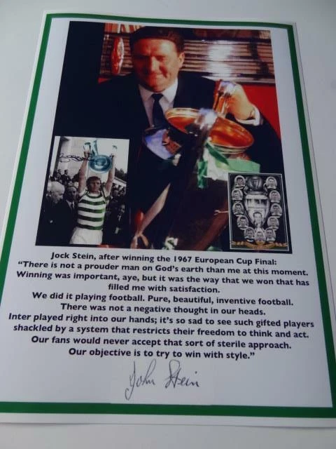 Celtic Fc 1967 European Cup Final Jock Stein Signed Reprint Exclusive