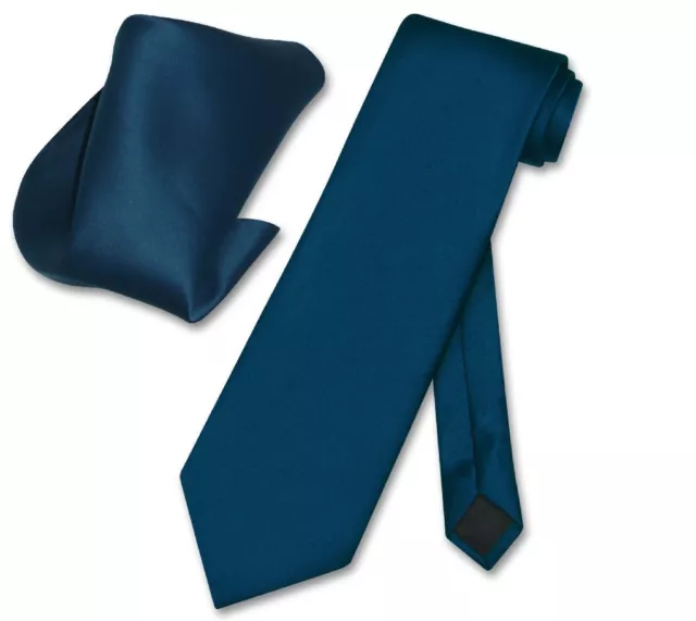 Vesuvio Napoli Solid BLUE SAPPHIRE Color NeckTie Handkerchief Mens Neck Tie Set