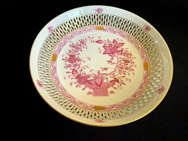 Herend Porcelain Handpainted Indian Basket Raspberry Servig Tray 7501/P