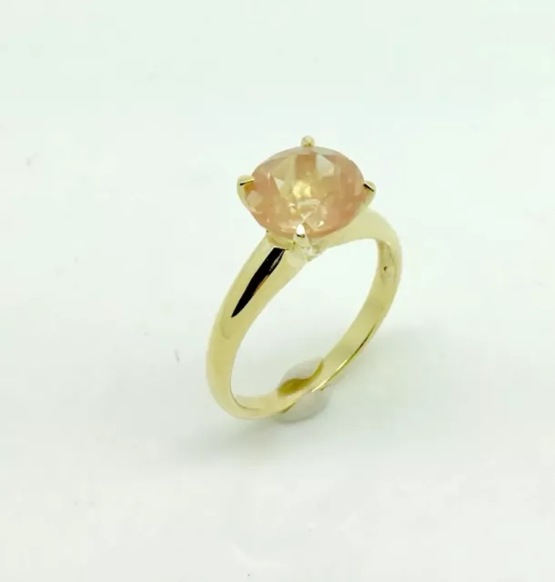 9ct Gold Ring With 2.20 ct Faceted Natural Sunstone Size N