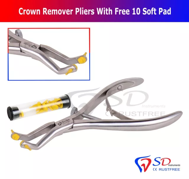Professionnel Orthodontique Crown Remover Pliers & 10 Doux Pads Ce SD