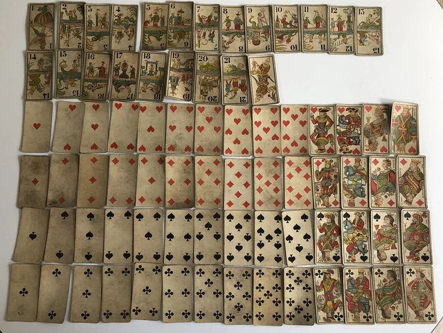 c.1898 Besançon Tarot Deck 77/78 Cards Partial Grimaud Old Kabbalah Paris France