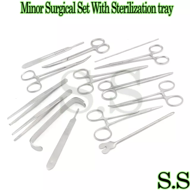 15 piece minor surgical set with sterilization tray Stainless Steel DS-1141