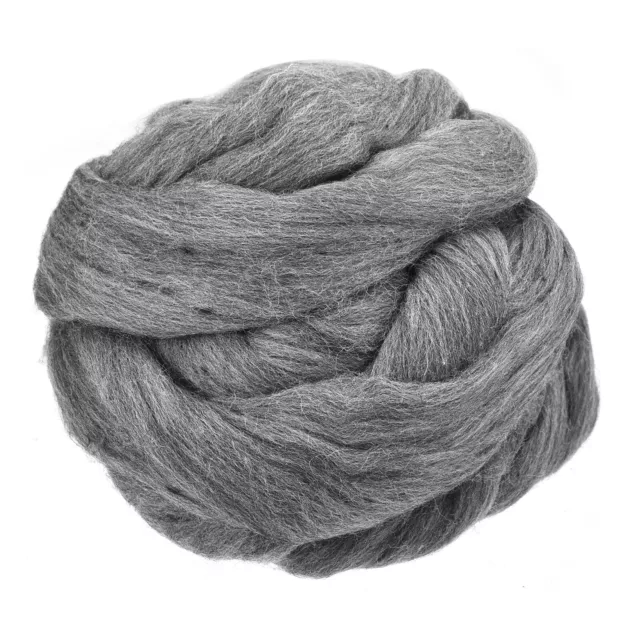 Needle Felting Wool, 3.5 Oz Nature Fibre Wool Yarn Roving (Linen Gray)