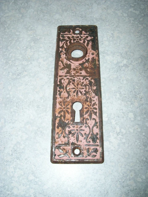Antique Brass Door Plate / Eastlake 1 3/4" x 5 1/2"  Skeleton Key Hole