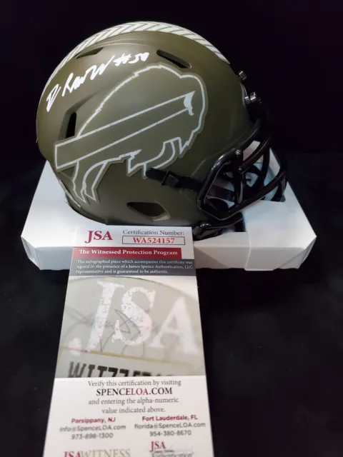 Buffalo Bills Gregory Rousseau Signed Salute To Service Mini Helmet Jsa Coa