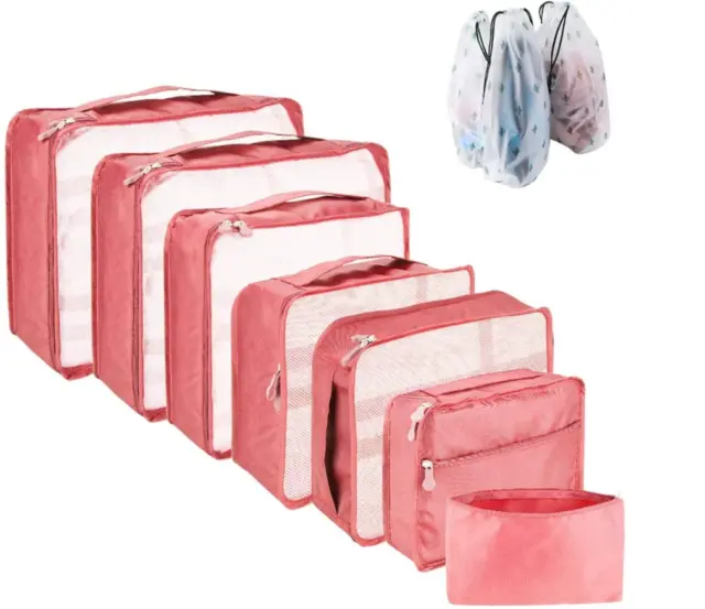 10 Pcs Packing Cubes Luggage Storage Organiser Travel Compression Suitcase Bag