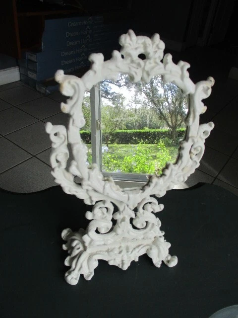 Vintage Ornate Victorian Cast Iron Vanity Mirror