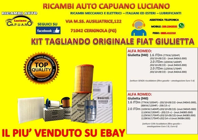 KIT 4 FILTRI TAGLIANDO COMPATIBILE CON ALFA ROMEO GIULIETTA 1.6 - Foto 8
