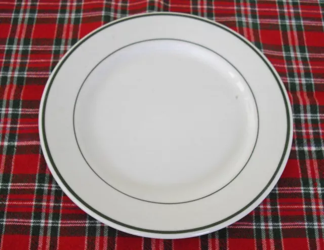 Vintage Iroquois Syracuse China Restaurant White Green Stripe 7 1/4" Plate ~