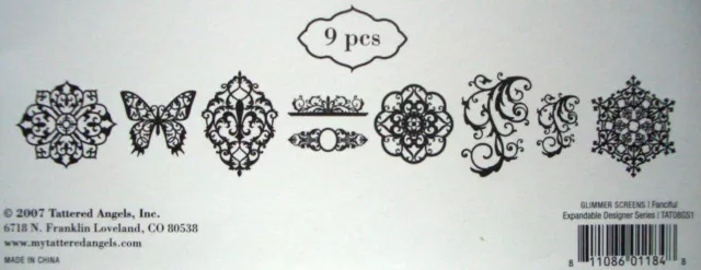 9 X Large Filigree Fanciful Stencils Glimmer Screens Tattered Angels Up cycling