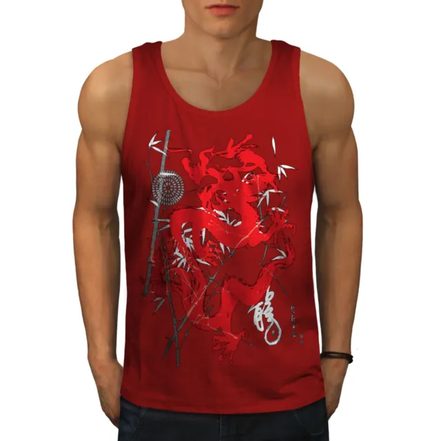 Wellcoda Fantasy Dragon Mystic Mens Tank Top, Asia Active Sports Shirt