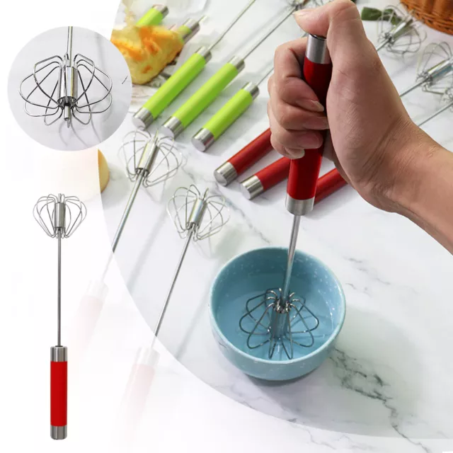 10.5 inch Egg Whisk Hand Push Egg Beater Stainless Steel Blender Egg Mixer Whisk