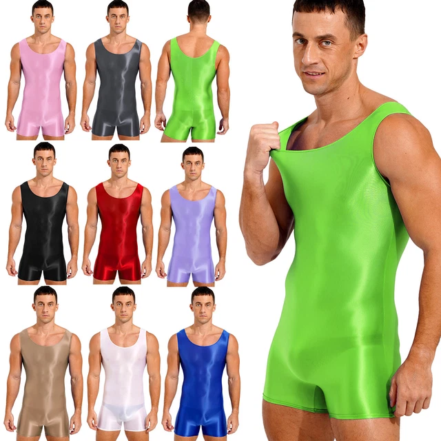 MEN'S SHINY JUMPSUIT Wrestling Singlet Leotard Underwear Tank Bodysuit