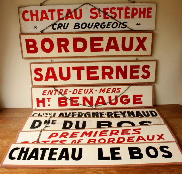 Antique French Vineyard Wine Signs. Winery Bar Shop Signs. Bordeaux, Sauternes