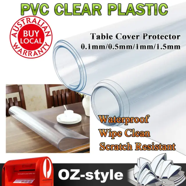 PVC Clear Vinyl Transparent Tablecloth Waterproof/Oil-Proof Table Cover Flexible